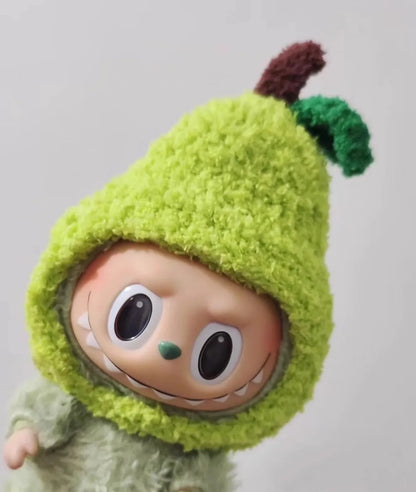 Labubu doll pendant, rubber doll clothes, rabubu v2v1 sitting party head cover hat heartbeat macaron 17cm 15CM