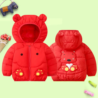 1-6T Winter Baby Girls Boy Clothes Coats Down Cotton Cartoon Hooded Children's Jackets Casual Snowsuit Overalls Toddler Costume