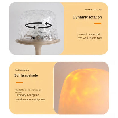 High Footed LED Atmosphere Desk Lamp Water Ripple Touch/Remote Control Projection Night Light Non-slip Bottom Romantic