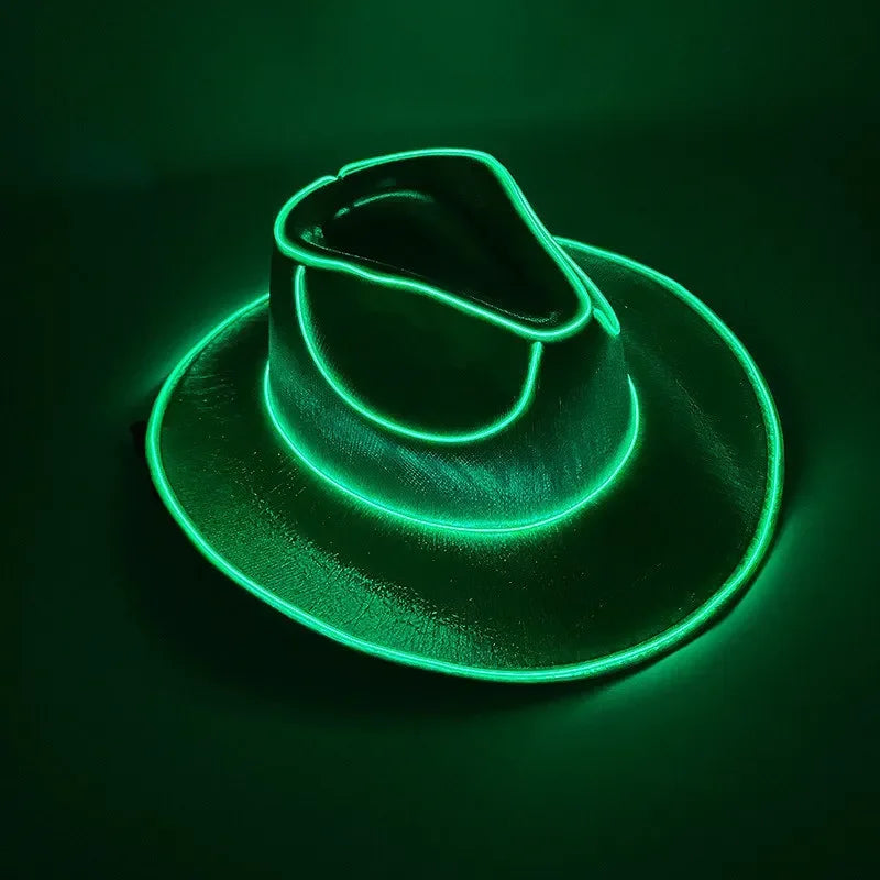 Glowing Light Bar Cap Wireless Disco Luminous Led Flashing Neon Western Cowboy Hat Bachelorette Party Supplies Bride Cowgirl Hat