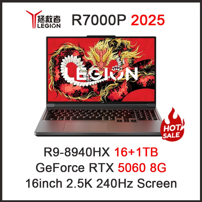 Original Lenovo LEGION R7000P 2025 R9 8945 HX R9 8940 HX RTX 5070 5060 8G 16inch 2.5K 240Hz Gaming Laptop