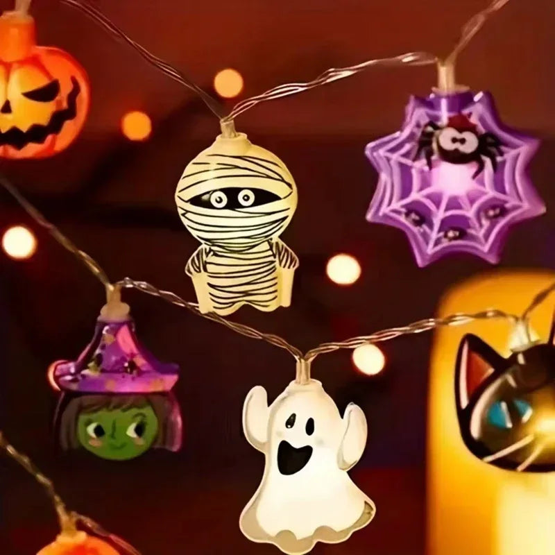 1.5M/3M Halloween Party LED String Lights Pumpkin Ghost Spider Web Hanging Lamp for Home Indoor Outdoor Decoration Props 2024