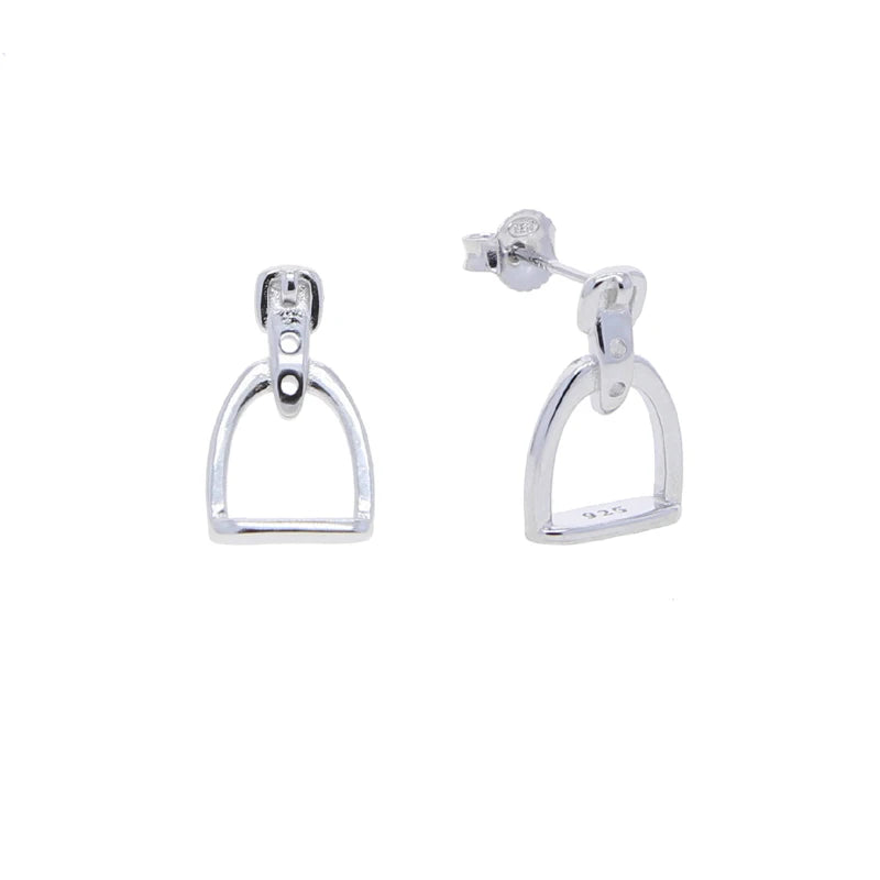100% 925 Sterling Silver Equestrian Jewelry 3 Colors Cute Lovely Design Stirrup Stud Earring