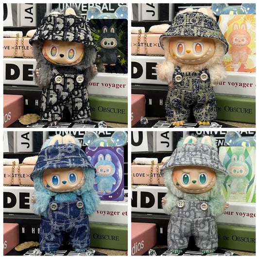 For 15-17cm Labubu Luxury Dress Set Fashion Clothes Pants Hat Outfit  Labubu V1 V2 Doll DIY  Clothing designer Toys Accessories