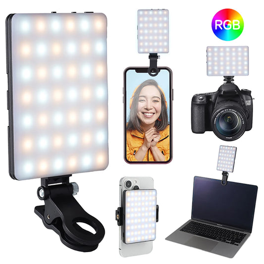 Mini lumière de remplissage LED RVB, poche droite, photographie vidéo, éclairage de poche, clip Vlog en direct pour téléphone, iPhone, iPad, ordinateur portable, appareil photo