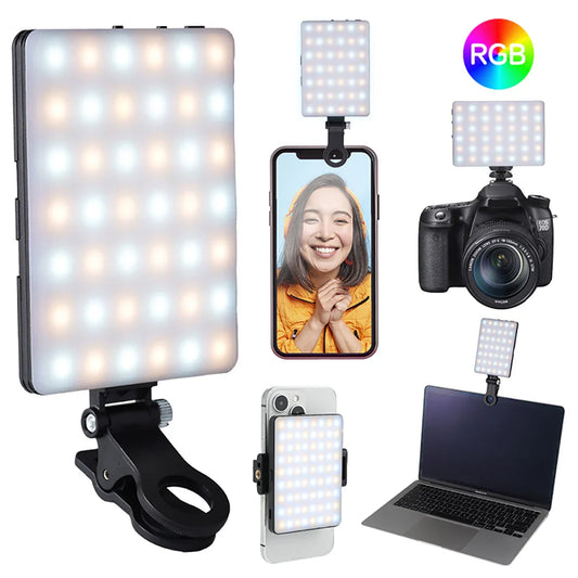 Mini lumière de remplissage LED RVB, poche droite, photographie vidéo, éclairage de poche, clip Vlog en direct pour téléphone, iPhone, iPad, ordinateur portable, appareil photo
