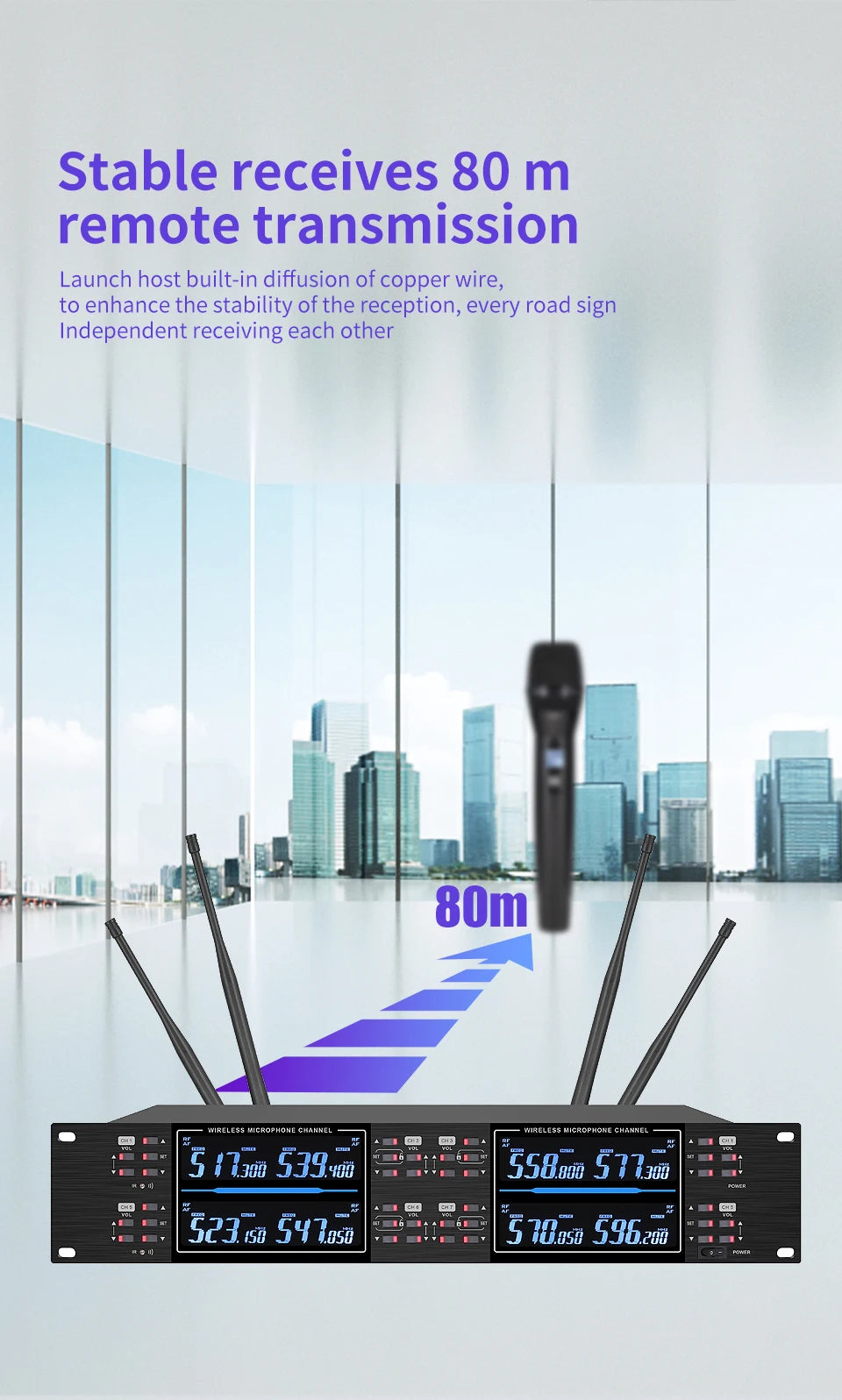 KATELEIYU UHF High end karaoke stage performance, wedding family KTV, party professional 8-channel wireless microphone system