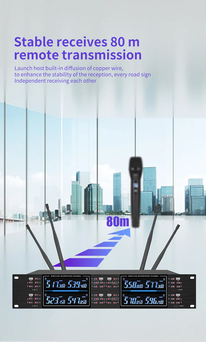 KATELEIYU UHF High end karaoke stage performance, wedding family KTV, party professional 8-channel wireless microphone system