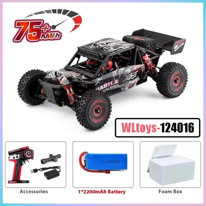 WLtoys 124016 124017 V8 75 km/h Voiture télécommandée électrique 4x4 sans balais haute vitesse tout-terrain Drift pour adultes
