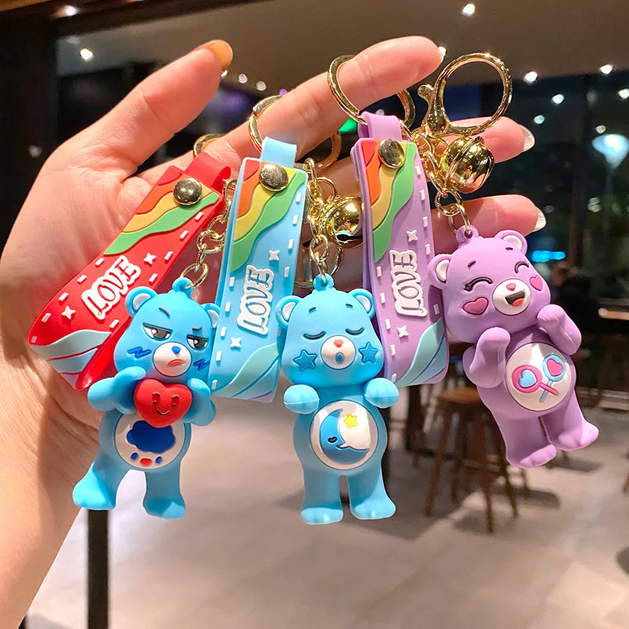 Grumpy Bear Keychain Kawaii Cares Bears Anime Cute Girls Creative Bag Doll Pendant Car Keychains Cartoon Fashion Toy Women Gift
