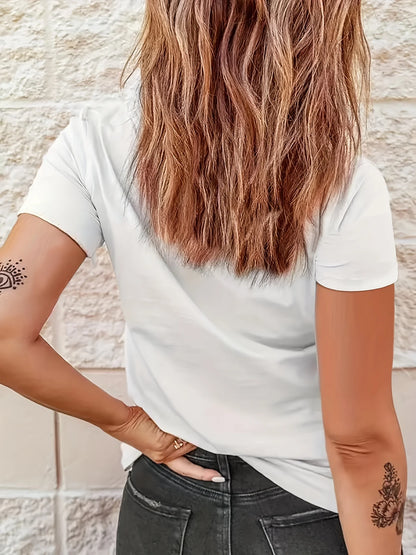 Country Music Graphic T-Shirt Short Sleeve Crew Neck Casual Top Tee For Spring & Summer Western Vintage Fashion Women's Clothing