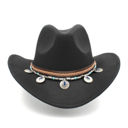 Men's Women's Western Equestrian Cowboy Hat Cattleman Riding Cowgirl Cap Wide Brim Felt Fedora Jazz Church Caps Шляпа Chapeau