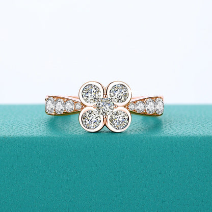 0.9CT Moissanite Ring for Women D VVS1 Round Diamond Double Halo Ring Engagement Christmas 925 Sterling Silver Wedding