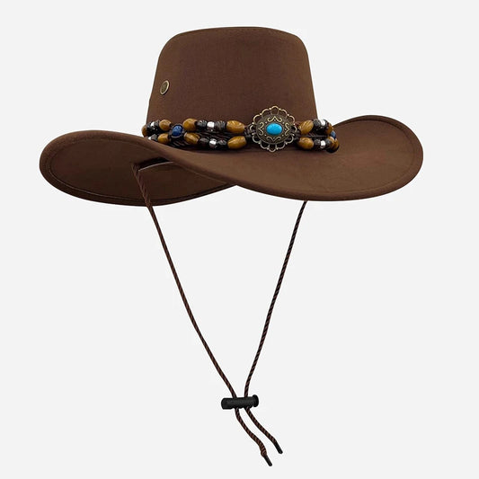 Chapeau de cowboy style western pour homme et femme, style rétro, à larges bords, style cowgirl, jazz, pour les fêtes, le cosplay