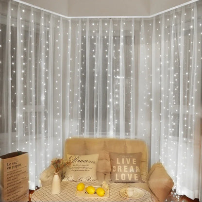 USB Curtain String Lights 8 Lighting Modes LED Light for Outdoor Garden Wedding Christmas New Year Home Decoration