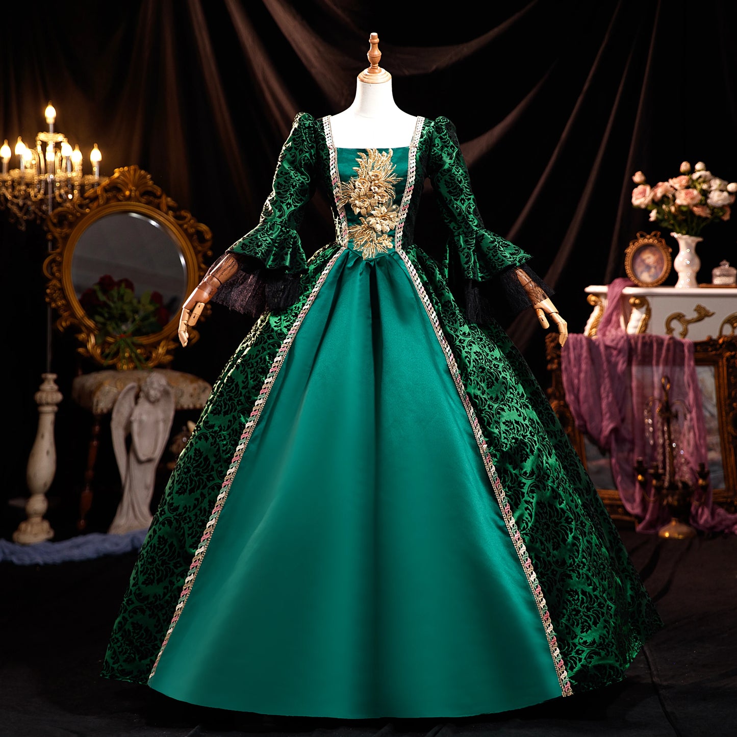 Robe de Bal Baroque - Robe Princesse Historique - Robe Versailles - Style Marie-Antoinette en satin géorgien pour adulte, robe de soirée victorienne pour femme