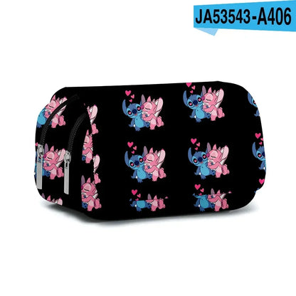 Anime Stitch Fully Printed Flap Pen Bag Stationery Box Pencil Case Primary and Secondary School Student School Bag Cartoon
