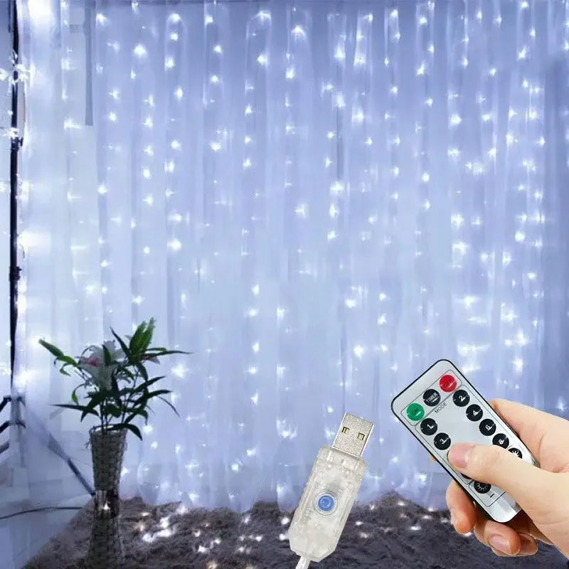 Rideau USB LED guirlandes lumineuses 3/4/6M télécommande chambre vacances mariage anniversaire noël décoration fée guirlande lampe