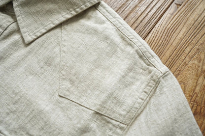 Western Sle Linen irt Men's Casual Long Sve Pure Color Loose Fit Classic Collar Button down Trendy Khaki irt