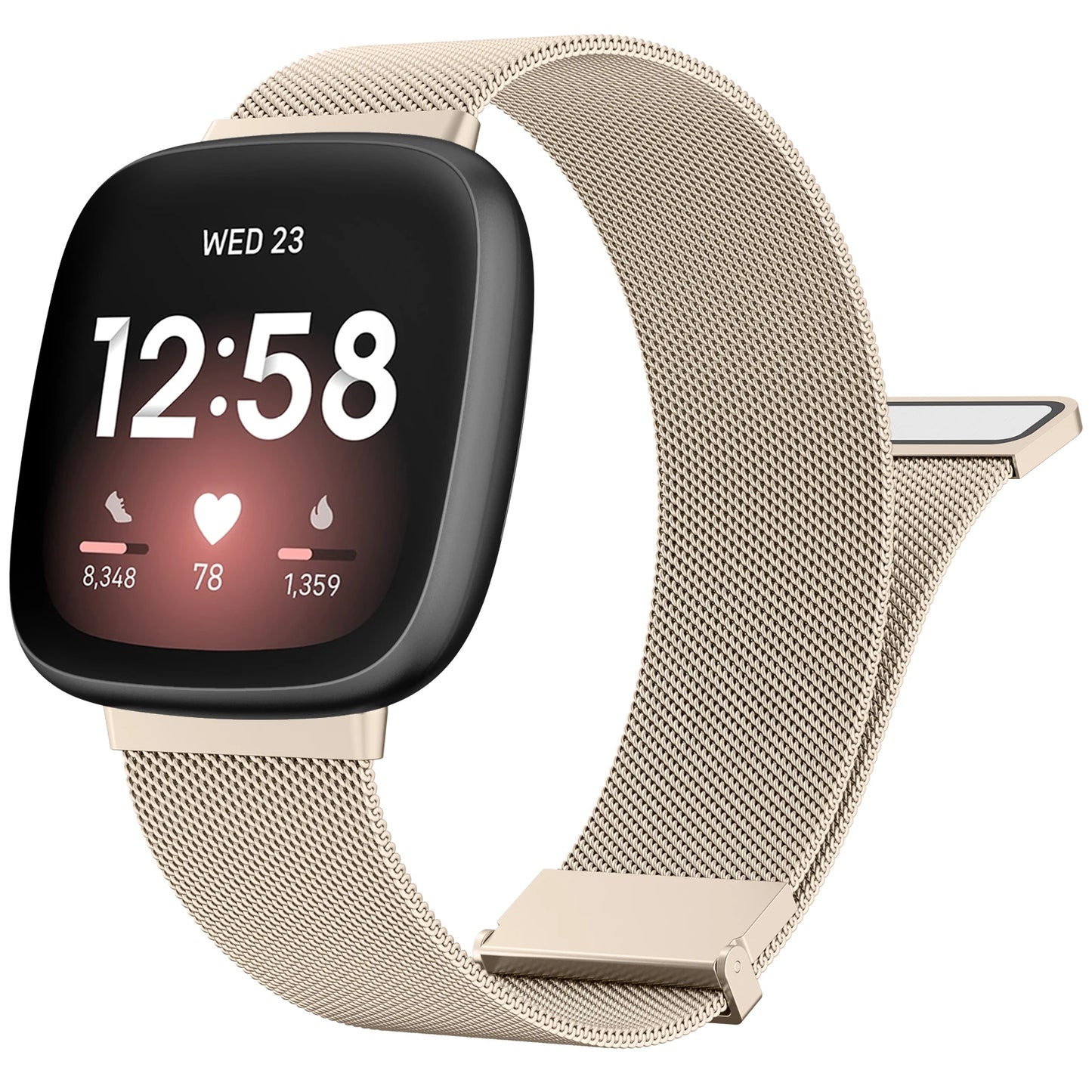 Bracelet magnétique en métal pour Fitbit Versa 3/4, bracelet de rechange milanais pour Fitbit Versa Sense/Sense 2