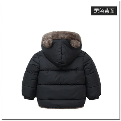 -30℃ Winter Lamb Wool Jackets Baby Girls Plus Velvet Thick Coats Children Hooded Cold Weather Outwear Boys Cotton Clothes 1-6Y