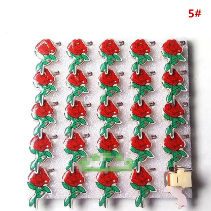 25pcs Party Love LED Flashing Brooch Pin Cartoon Light up Glow Badge Gift Cosplay Navidad Wedding Festival Halloween Christmas