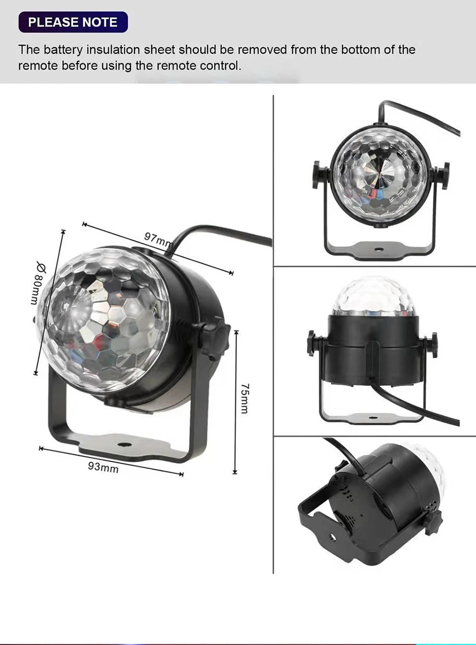 RGB LED Stage Disco Light Rotating DJ Ball Strobe Remote Sound Control Dj lights Karaoke Wedding Party Bar Club Laser Show Lamp