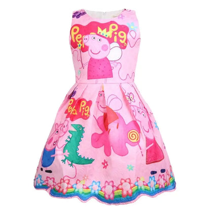 Peppa Pig Peppa George Personality Cartoon Holiday Gift Kawaii Kids Cotton Dress Creative Cute Girls Sleeveless Skirt Wholesale