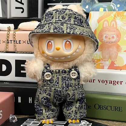 For 15-17cm Labubu Luxury Dress Set Fashion Clothes Pants Hat Outfit  Labubu V1 V2 Doll DIY  Clothing designer Toys Accessories