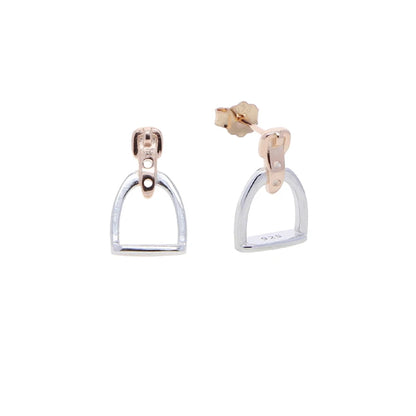 100% 925 Sterling Silver Equestrian Jewelry 3 Colors Cute Lovely Design Stirrup Stud Earring