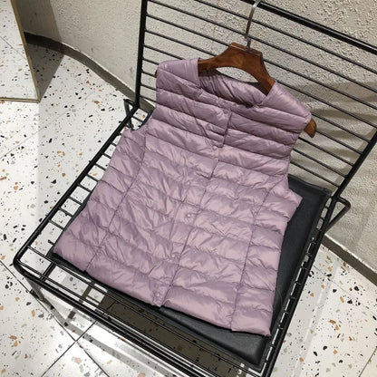 Doudoune sans manches pour femme, nouvelle collection printemps-hiver 2025, 90 % duvet de canard blanc, ultra légère, pliable, chaude, doublure en duvet