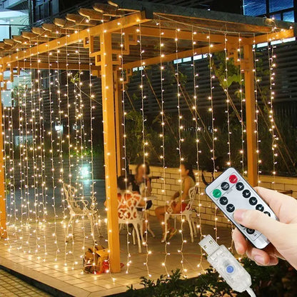 Rideau Lumineux LED USB avec Télécommande, Guirxiété Lumineuse, 8 Modes, 3 m, 6m, Vacances, Mariage, Dégradé, Chambre, Salon, Décor