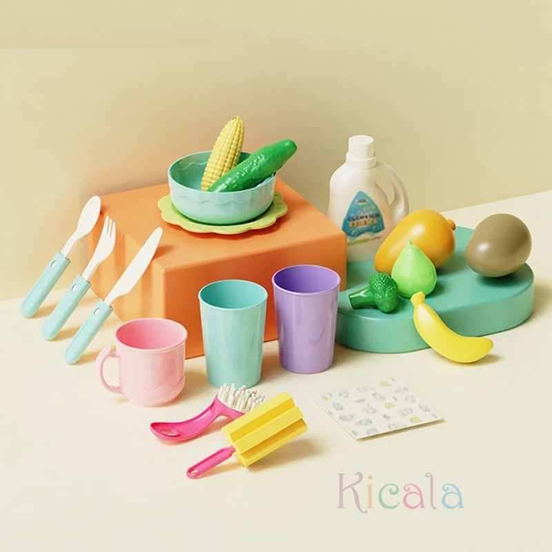 Kids Kitchen Sink Toys Electric Dishwasher Playing Toy With Running Water Pretend Play Food Fishing Toy Role Playing Girls Gift