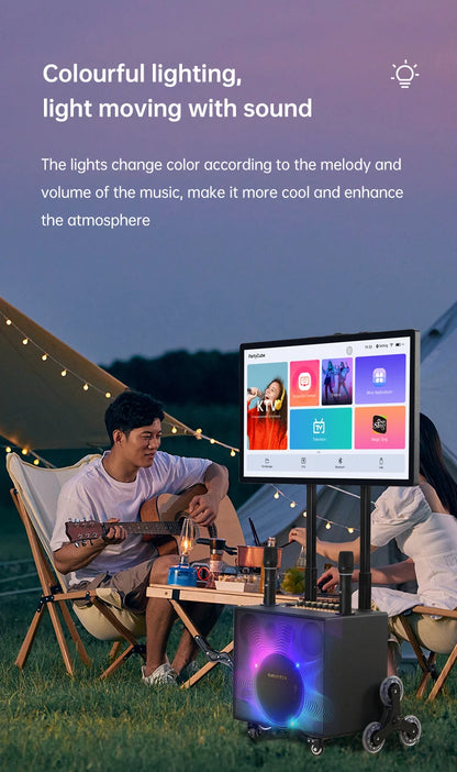 All-in-One KTV Touch Screen Wireless Smart Party Bluetooth Android System Powerful Machine Karaoke Players Speaker With Mic