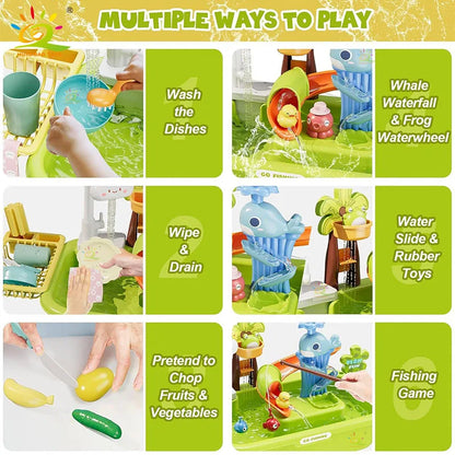 Children's kitchen toys electric fun water play water wash basin fishing dishwashing home role-playing baby early education toys
