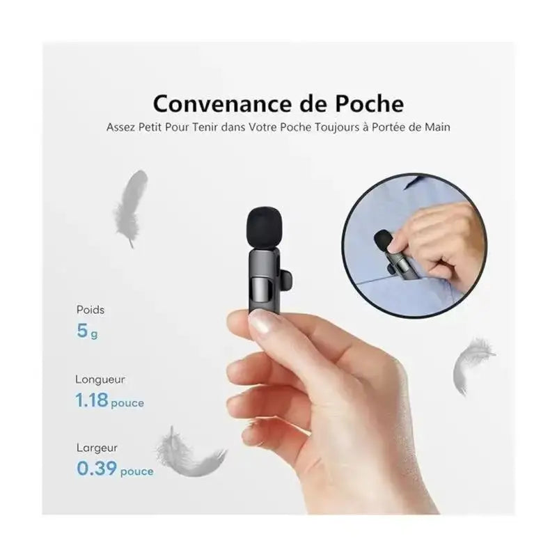 Wireless Lapel Microphone Suitable for Android and Iphone, Lapel Microphone Plug-And-Play Wireless Microphone with Noise Reduction, Mini Microphone for Video Recording, Interviews, Podcasts, Vlog, Youtube, Tiktok