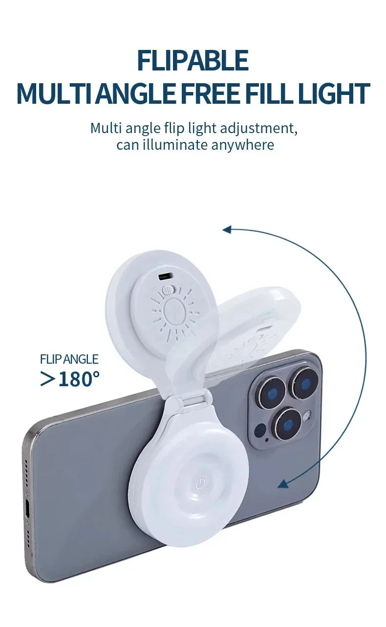 Lampe LED magnétique de poche pour Selfie, pour IPhone, IPad, téléphone portable, ordinateur portable, remplissage Flash, vidéo, Photo, lampe de photographie