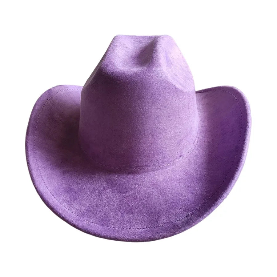 Classic Suede Leather 7.5CM Western Cowboy Women's Fedora Hat Men's Church Jazz Hat Fashion Travel Party Hat Denim Hat 2025