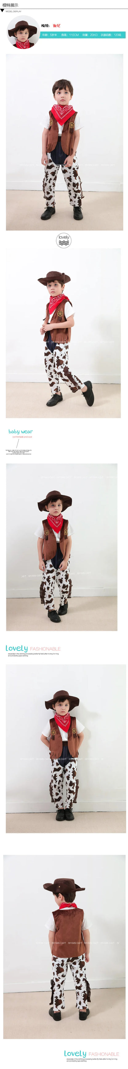 Cowboy Costume for Baby Toddler Kids Child Boys Cowboy Hat Deluxe Set for Kids Purim Halloween Party Dress Up