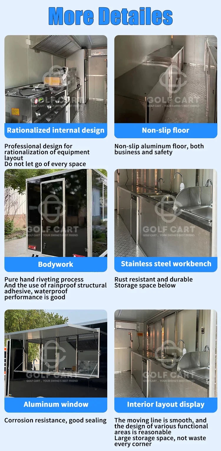 Pink Trailer for Sale New Food Truck Mobile Fast Food Cart Outdoor Kitchen Ice Cream Pizza Trailer Usa Standard