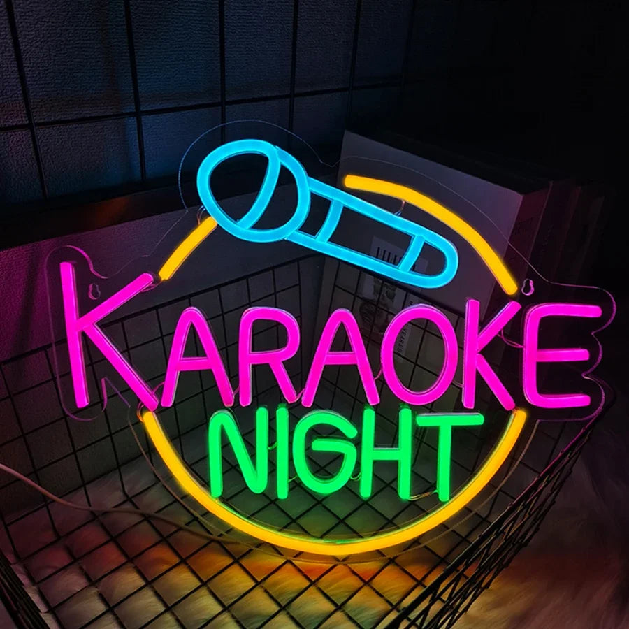 Music Studio,Game Room Decor,USB Power Karaoke Night Neon Sign For Wall Decor,Led Neon Light For Karaoke Live Bar Open Neon