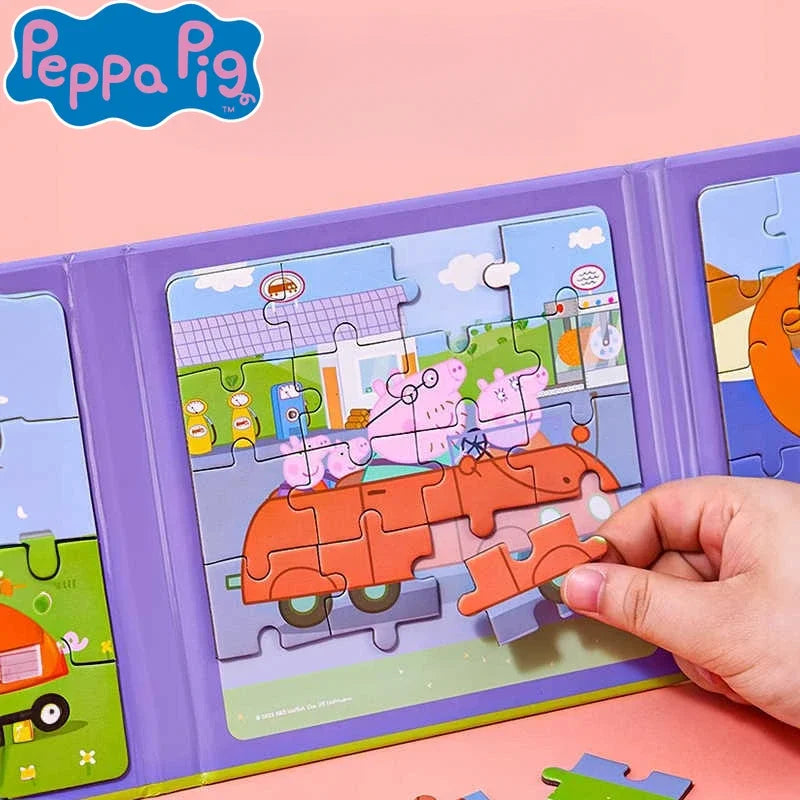 Kawaii Peppa Pig Magnetic Puzzle Children Cute Cartoon Anime Baby Early Education Advanced Magnetic Puzzle Books Toy Girls Gifts