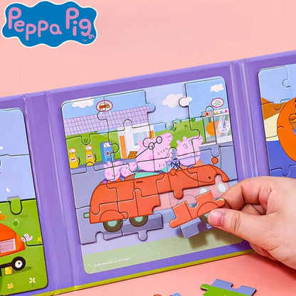 Kawaii Peppa Pig Magnetic Puzzle Children Cute Cartoon Anime Baby Early Education Advanced Magnetic Puzzle Books Toy Girls Gifts