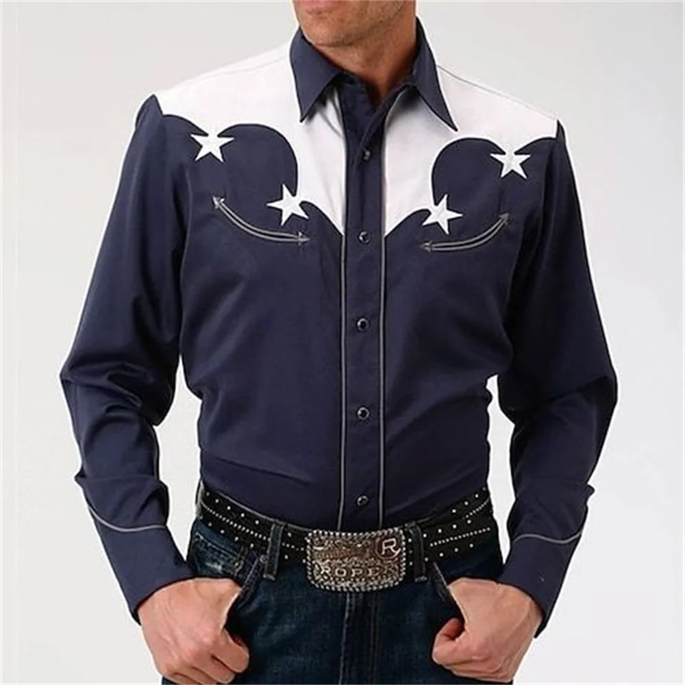 Chemise en denim western pour homme, confortable et douce, à manches longues, idéale pour le quotidien, avec boutons tendance