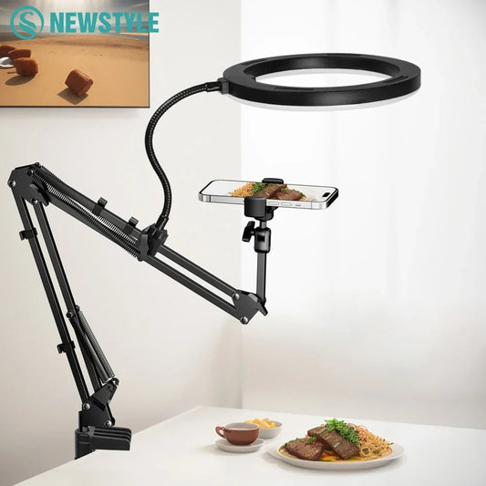 LED Phone live streaming Fill Light with Flexible Robotic Arm Phone Holder Fixed Shooting Recording Live Streaming Selfie Stick