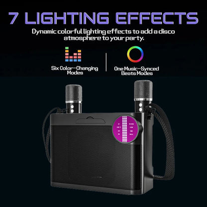 #LED Powerful Wireless Portable Dual Microphones Bluetooth 5.3 Speaker Hifi Stereo Family Party Karaoke Subwoofer Boombox gifts