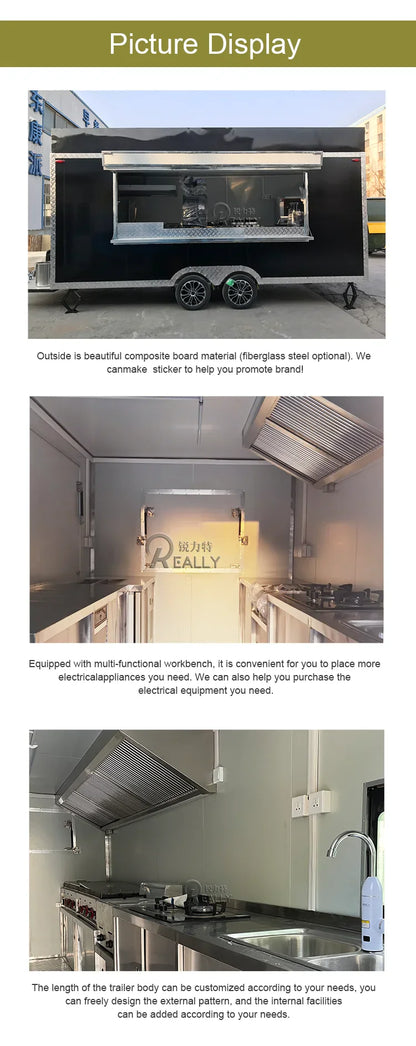 Commerical Food Truck Stainless Steel Snack Cart Hot Dog Coffee Kiosk Mobile Kitchen Concession Food Truck Trailer For Sale