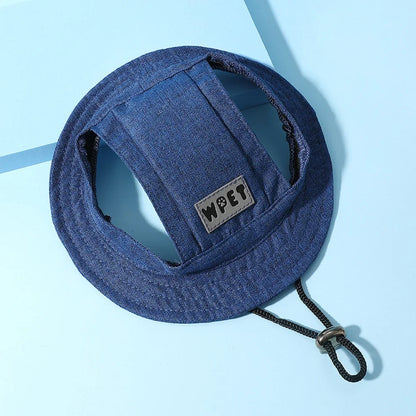 Chapeau d'été réglable pour animaux de compagnie, protection solaire contre les fuites d'oreilles, chapeau de cowboy en lin pour chiot, casquette de soleil, visière, chapeau de sport d'extérieur mignon pour chat