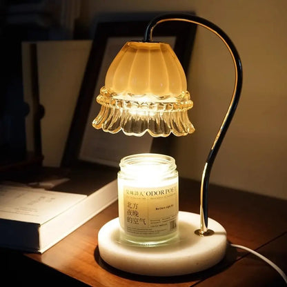 Lampe de bureau à bougie d'aromathérapie avec diffuseur d'arômes en marbre, minuterie d'éclairage à heure fixe, éclairage d'ambiance d'aromathérapie