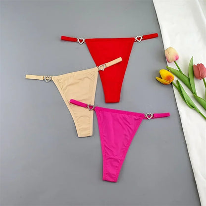 3PCS Rhinestone Strap G-String